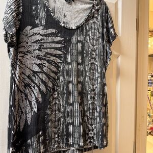 Cruel Girl Black and Gray Burnout Graphic Top